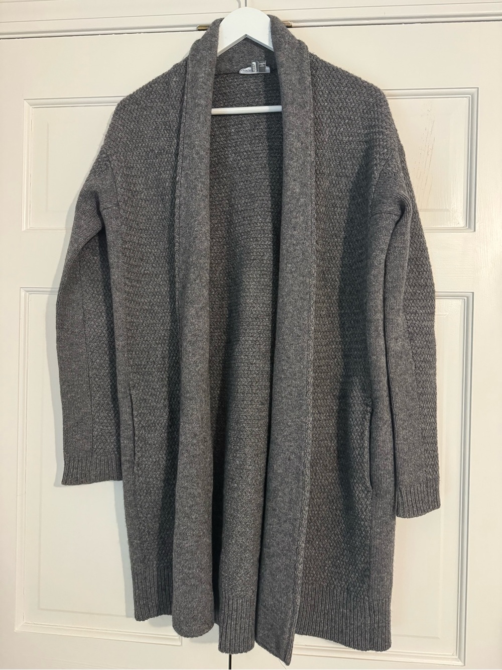 Vince charcoal gray open-front shawl cardigan coat